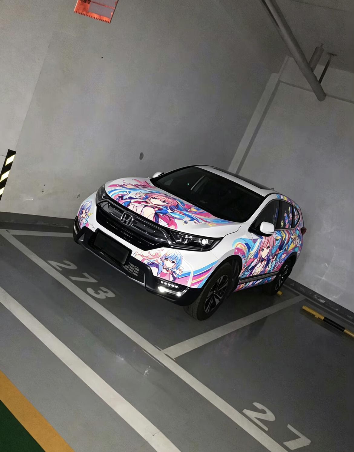 把19款CR-V改成二次元痛车，不用贴实体车膜，也能生成彩绘涂装。线条潮流个性，