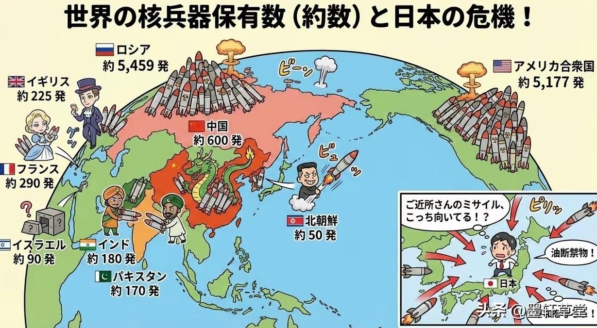 俄罗斯→约5459枚
美国→约5177枚
中国→约600枚
法国→约290枚
英
