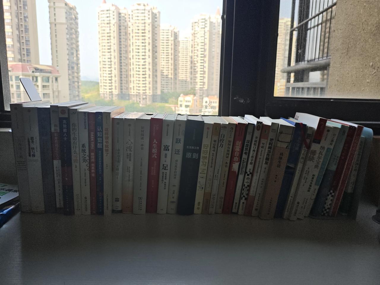 把原来放电脑的桌子摆上想看的书，哪怕很多书还没看，都感觉人充实了不少，心情也好了