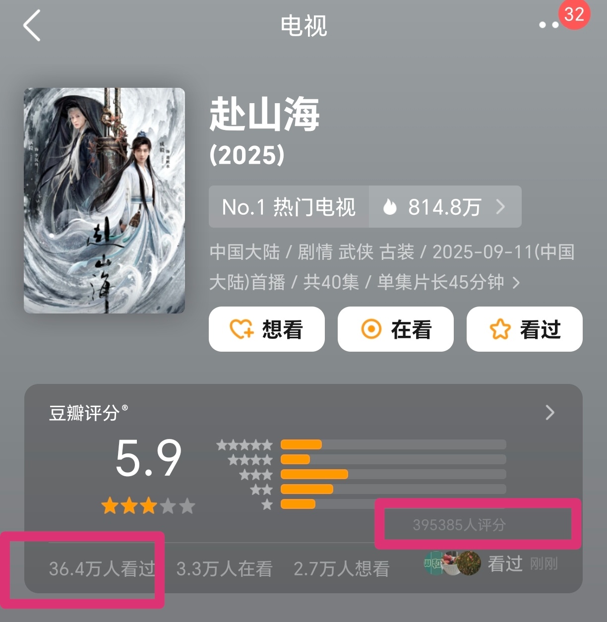 赴山海，39万人打分，什么水平 ​​​