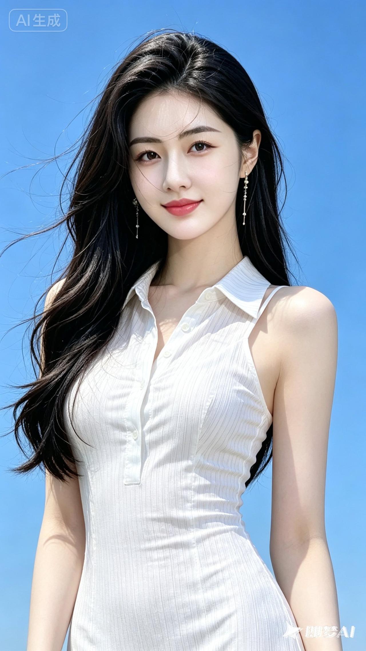 清新夏日穿搭，简约白裙，阳光下的甜美少女