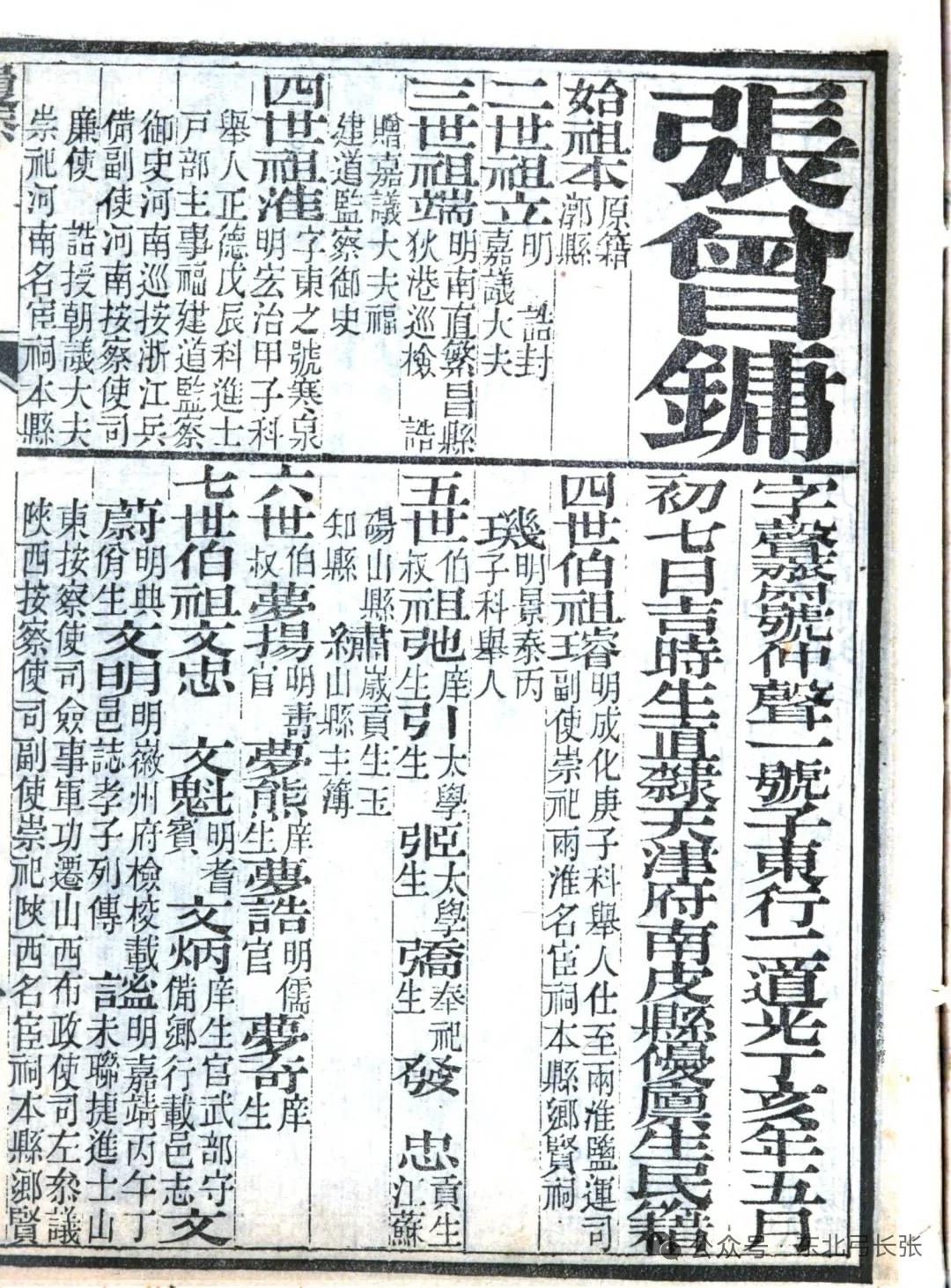 南皮张，张曾镛（科举进士）齿录图文共赏
文/张忠显

张曾镛，字声齐。生父张广怒