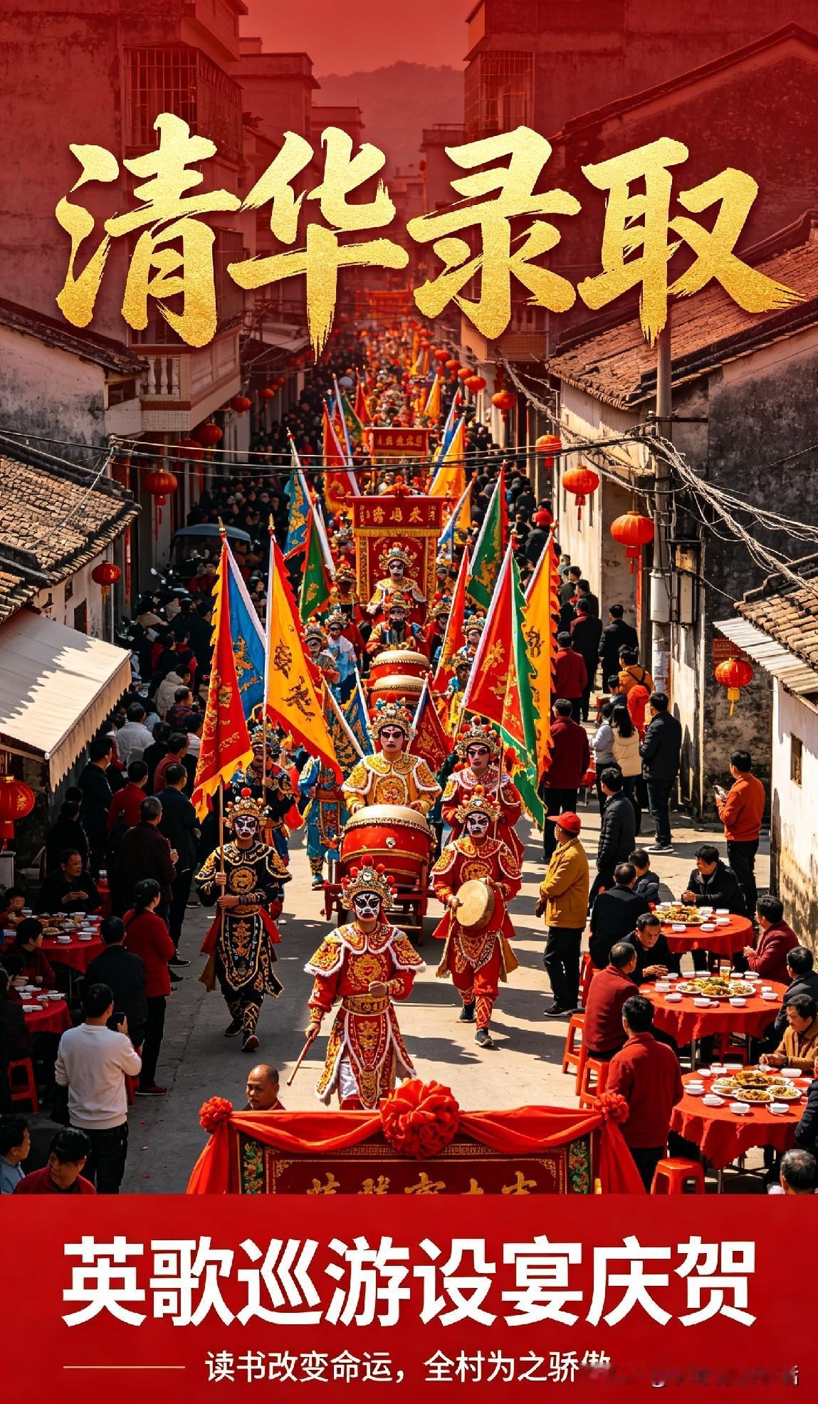 金榜题名！考生被清华录取，全村英歌巡游摆宴同贺
十年寒窗苦读，终换得金榜题名。学