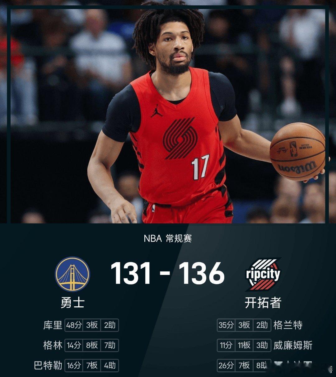连吃7天麻辣烫身体的变化开拓者vs勇士nba 开拓者136-131战胜勇士。夏普