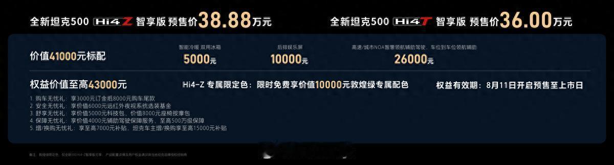 全新坦克500智享版正式开启预售。新车定位为“全场景智能豪华越野SUV”，推出全