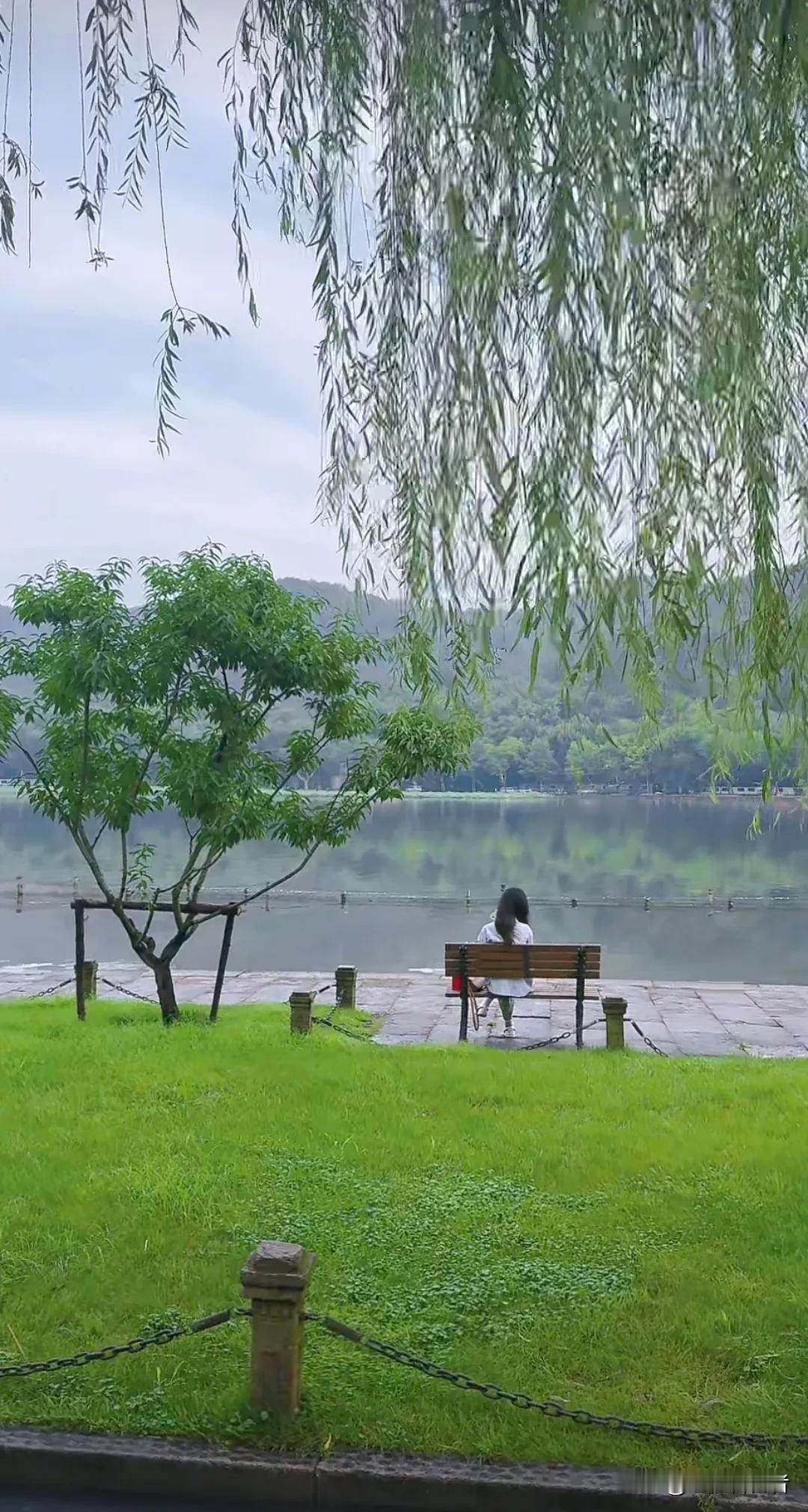 #夏日生活打卡季#杨柳依依清风阵阵，心情飞扬夏日荡漾。[啤酒][心]湖畔的美景赏