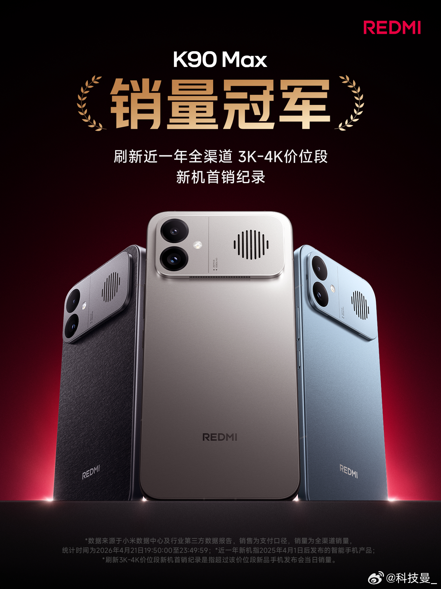 逆势突围！🔥REDMI K90 Max开售4小时，登顶近一年3K-4K价位段首
