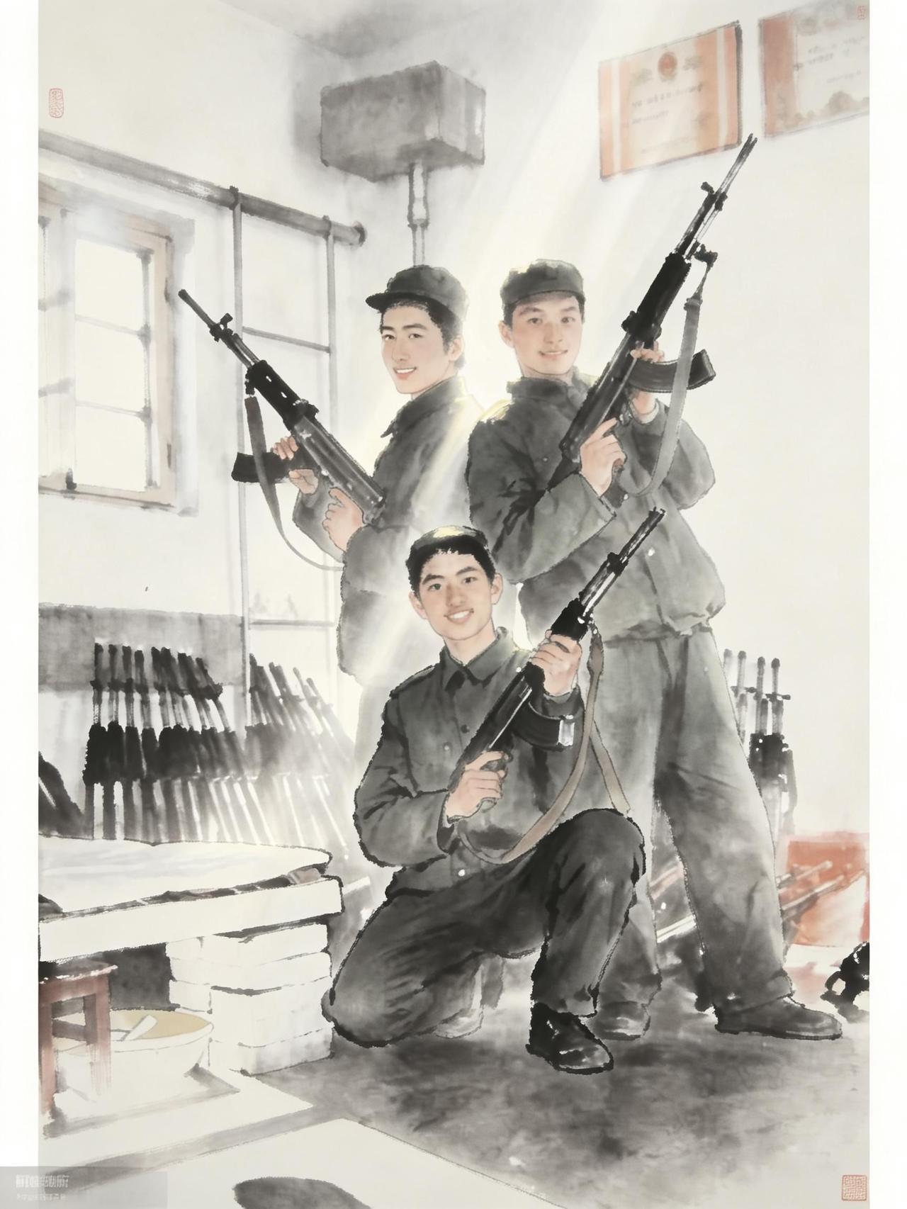 看着当年年轻的自己和新兵连一个班的两个战友合影，眼泪不自觉的就出来了