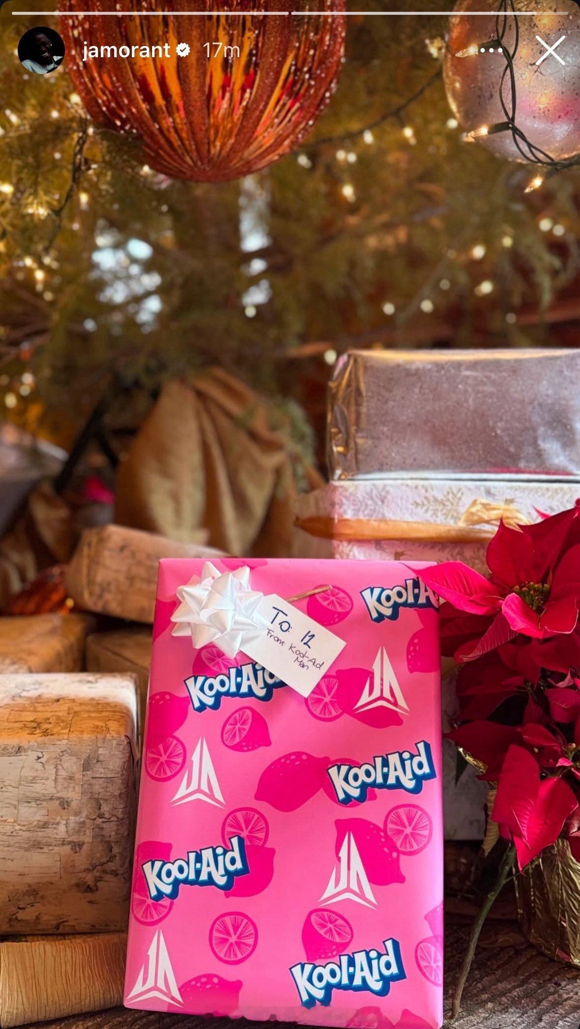 莫兰特更新ins story，这是新收到的圣诞礼物？莫兰特热爱篮不住圣诞礼物