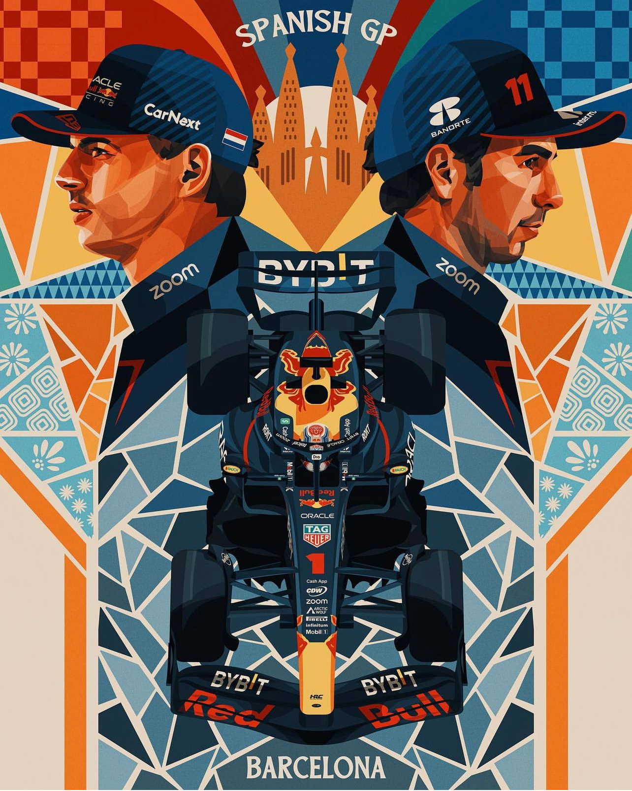 2023西班牙站~红牛车队海报，很红牛风#2023F1西班牙大奖赛# ​​​#F