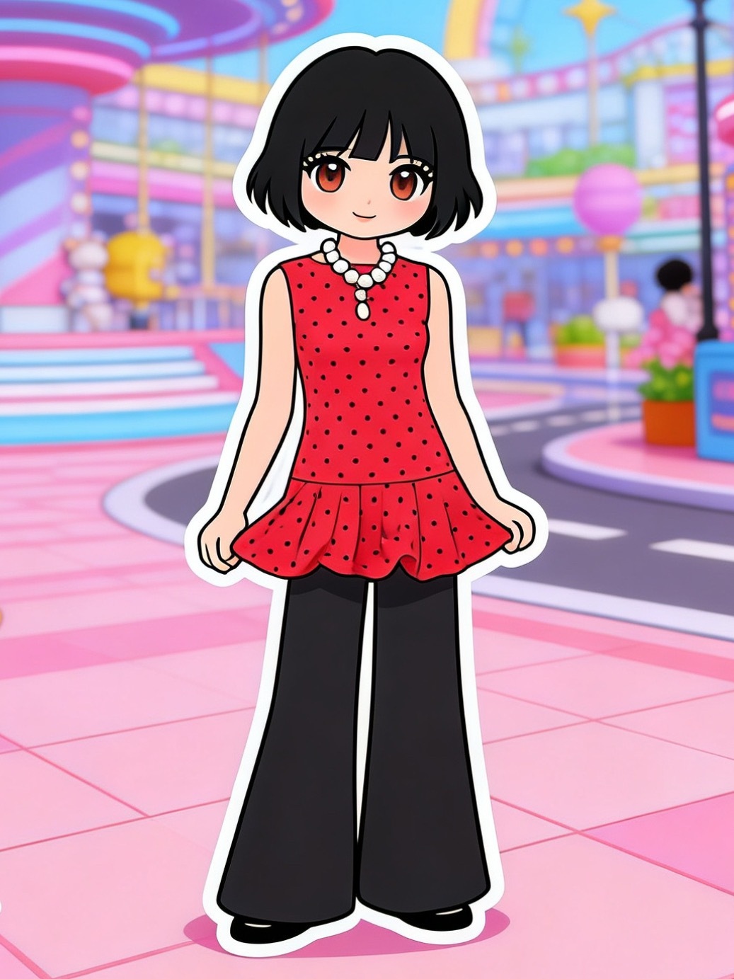 黄灿灿 红色波点秋秋秀 