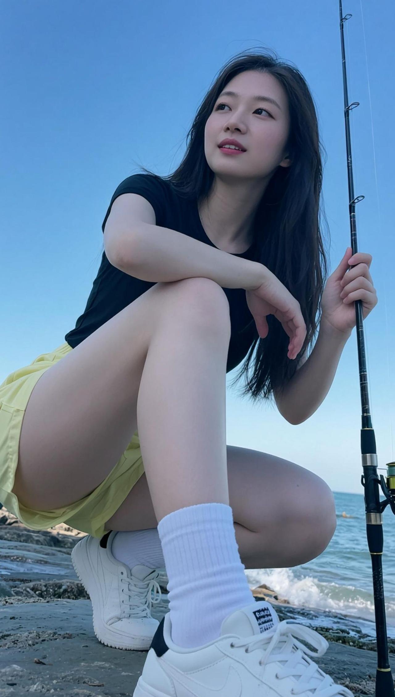 穿搭美女抖音玩法合伙人计划上热门AI海滨清新照