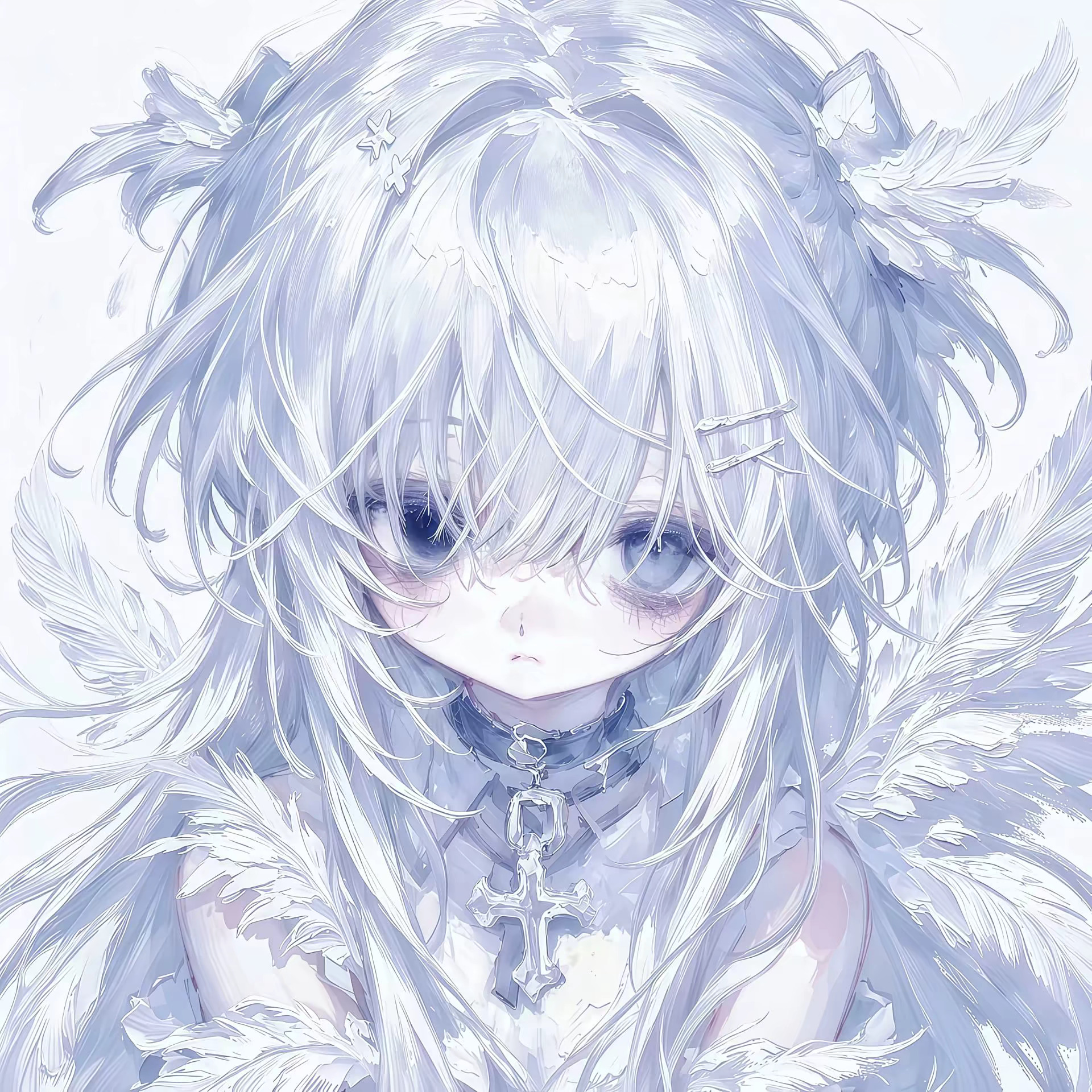 蓝色系女头|动漫女头|单人女头 