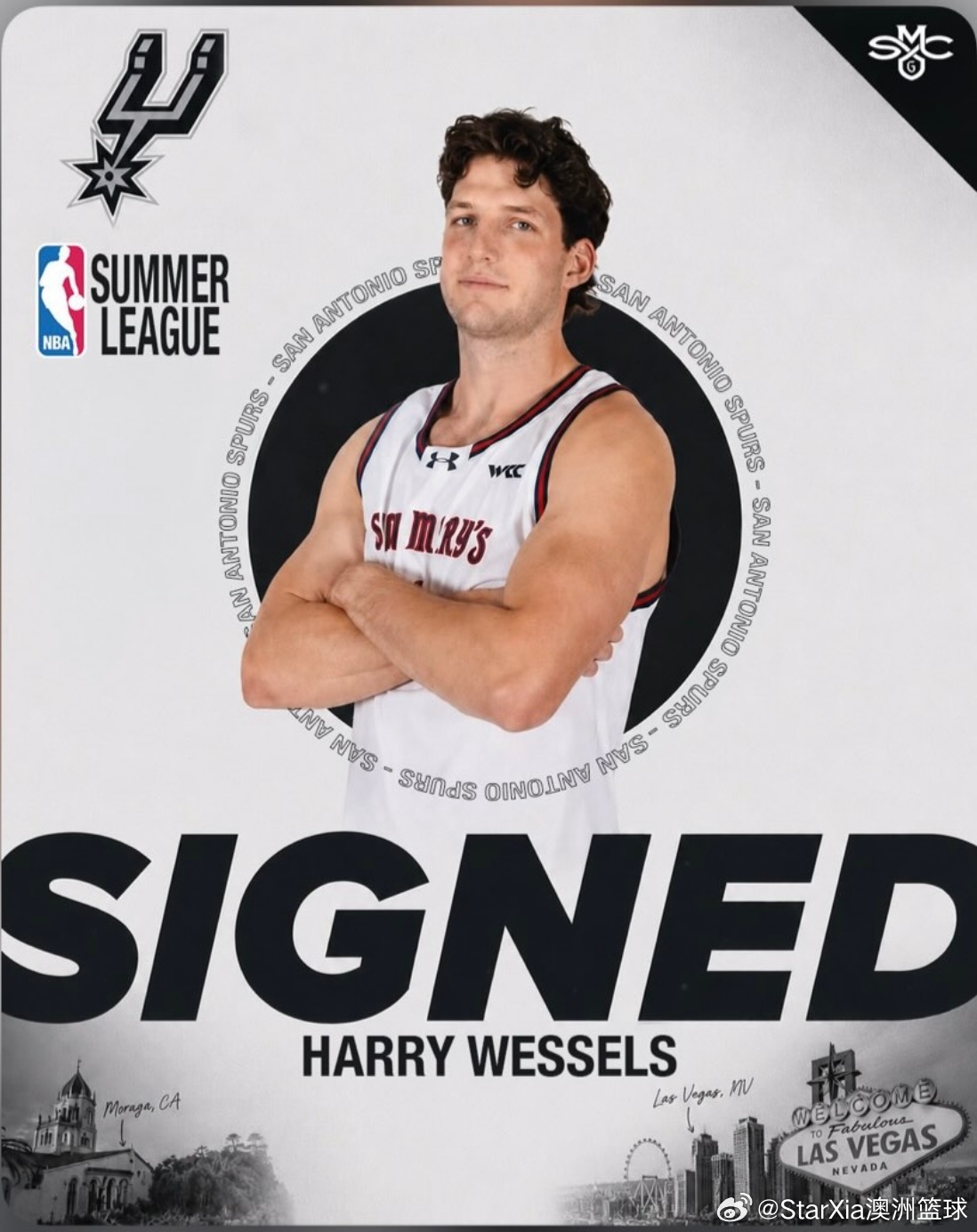 217cm的圣玛丽毕业生哈瑞威瑟斯加入圣安东尼奥马刺夏联队。NBA
