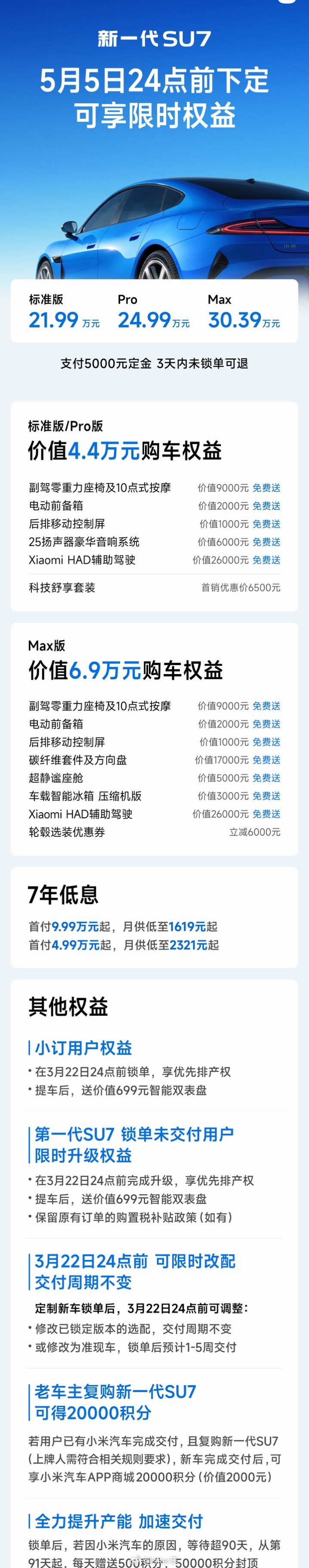 小米新SU7的定价可以说非常聪明和可行，毕竟在大环境下新车价格肯定是越来越便宜的