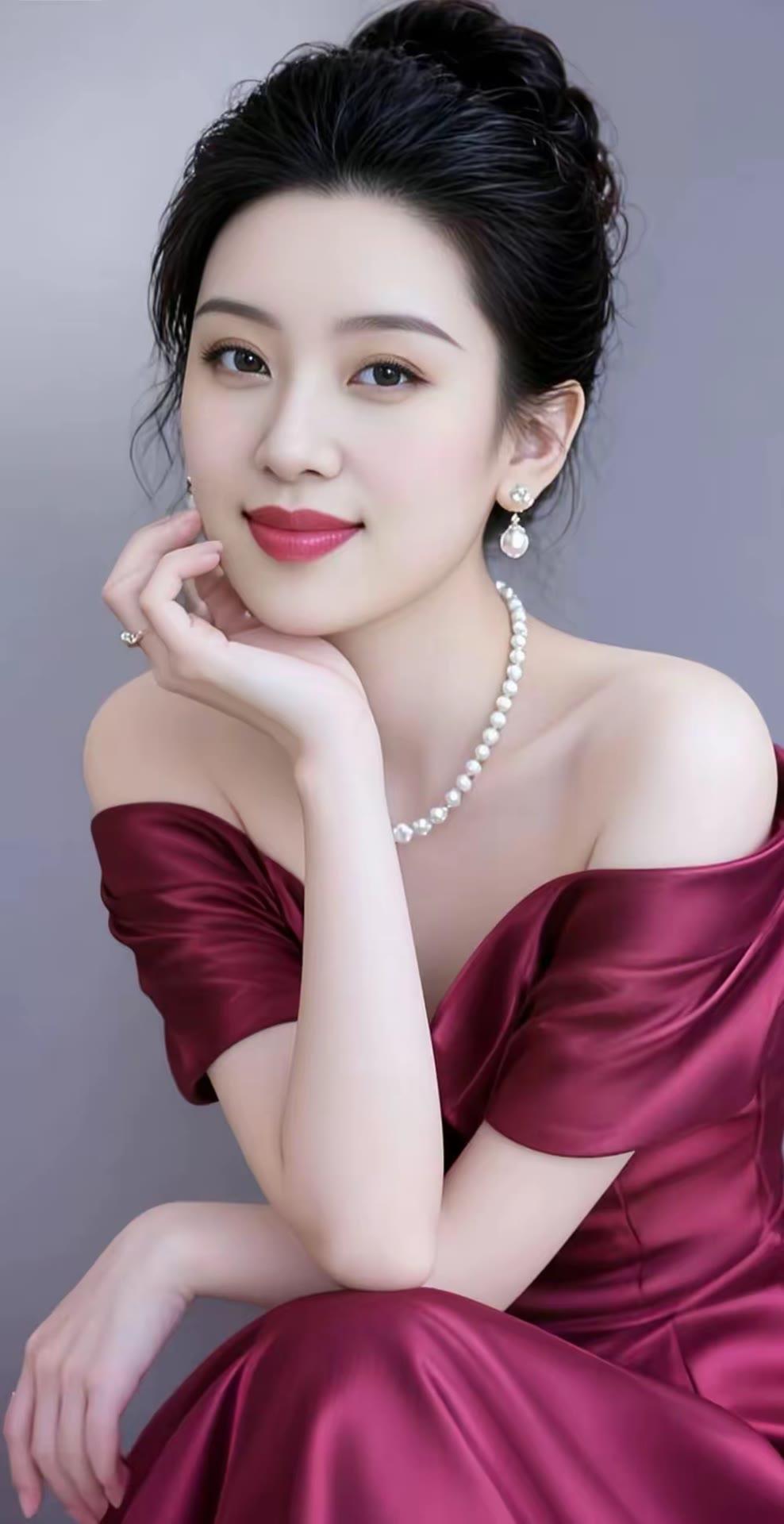 优雅红裙，珍珠闪耀，气质满分！💃✨