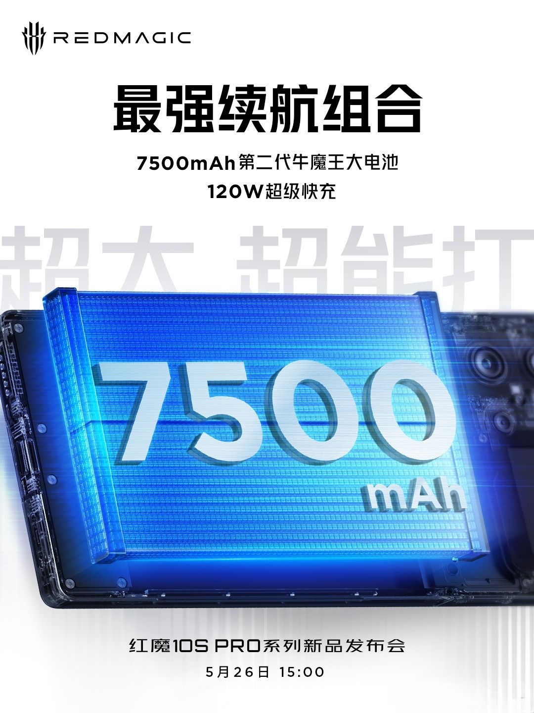 红魔10S Pro系列也快来了，品牌最强续航组合：搭载7500mAh第二代牛魔王