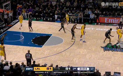 克内克特突破抛投为湖人取得领先！老克目前7中5拿下11分湖人vs森林狼 ​​​