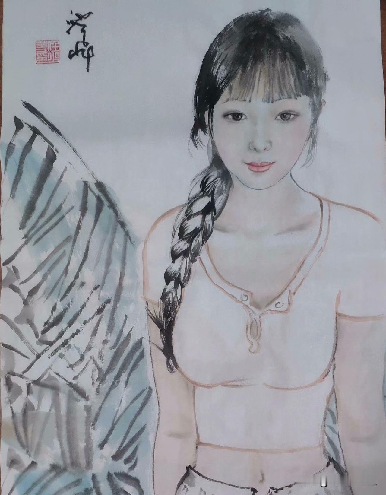 这是一位画得很美的女孩画像。