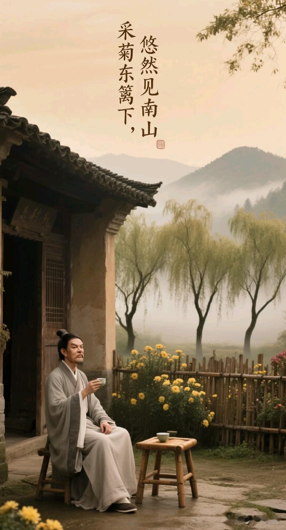 《心安即是归处，不动方得自在》

尘嚣万丈起，我心自岿然。
篱菊非关物，种在方寸