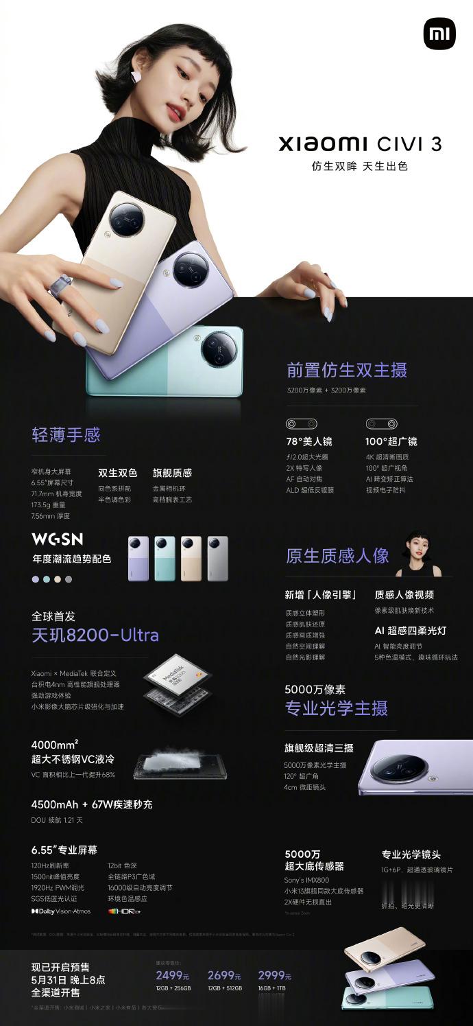 小米CIVI 3迪士尼100周年限定版 6月初见核心配置，天玑8200-Ultr
