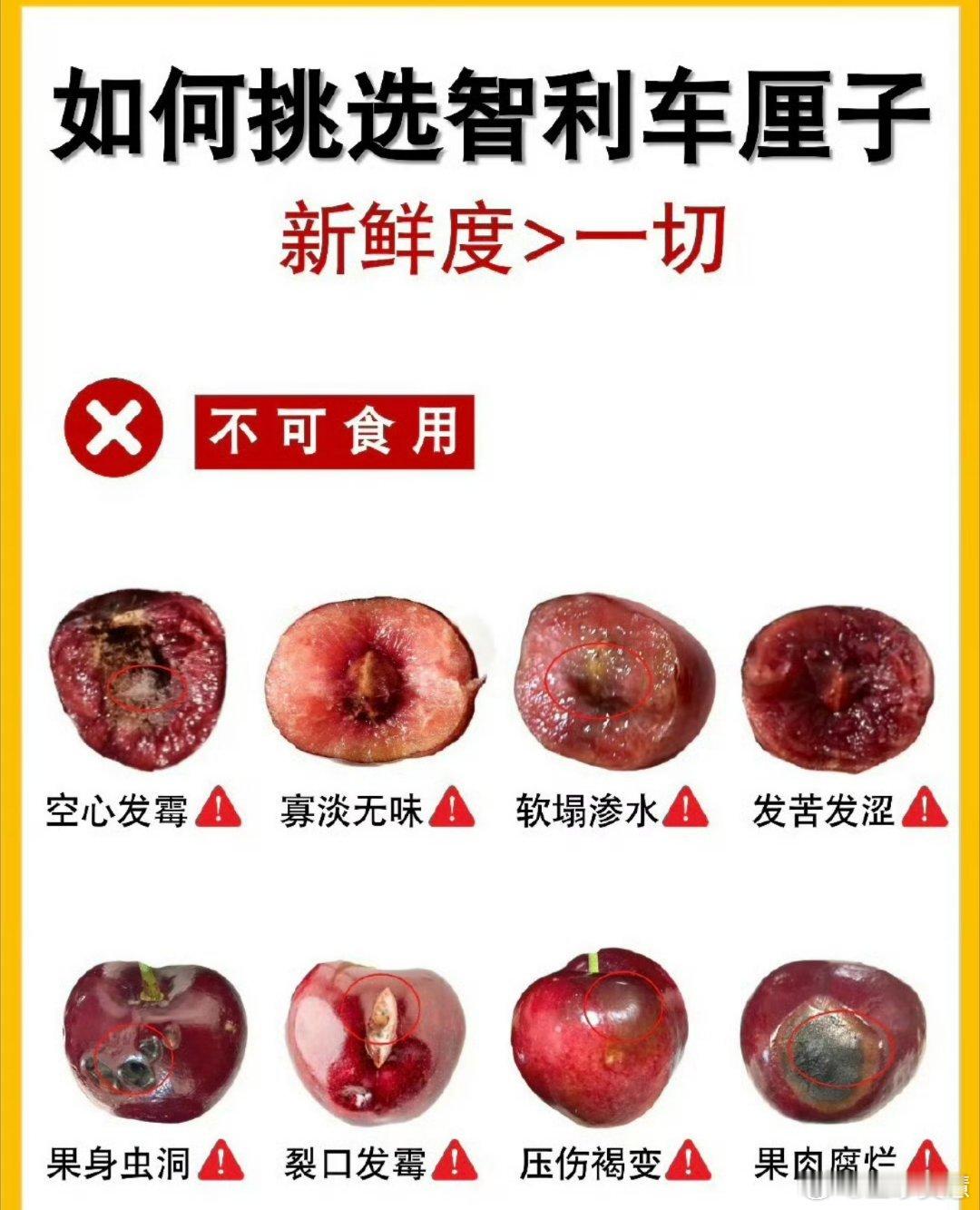 爱吃车厘子的人天塌了现在车厘子好多都是坏的你们看图好好对比一下别吃坏肚子了