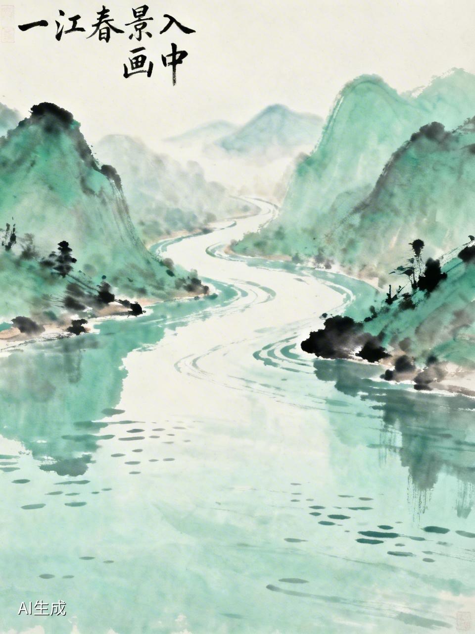 AI妙生图一江春景入画中。