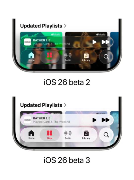 不是，iOS 26液态玻璃没了？改成磨砂玻璃了？