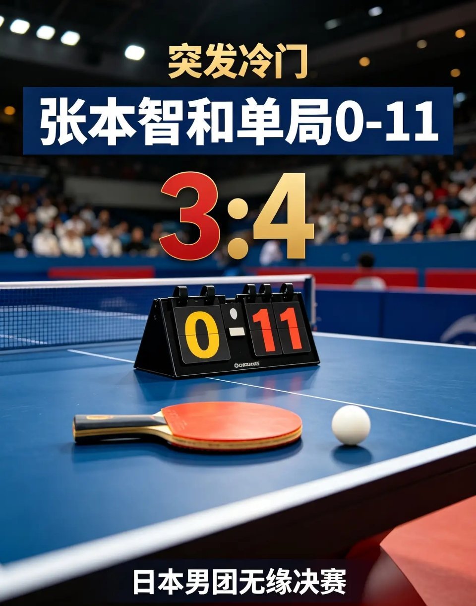 姜东秀11比0张本智和张本智和输球后扶桌跪地11:0的比分，还是发生在张本智和身