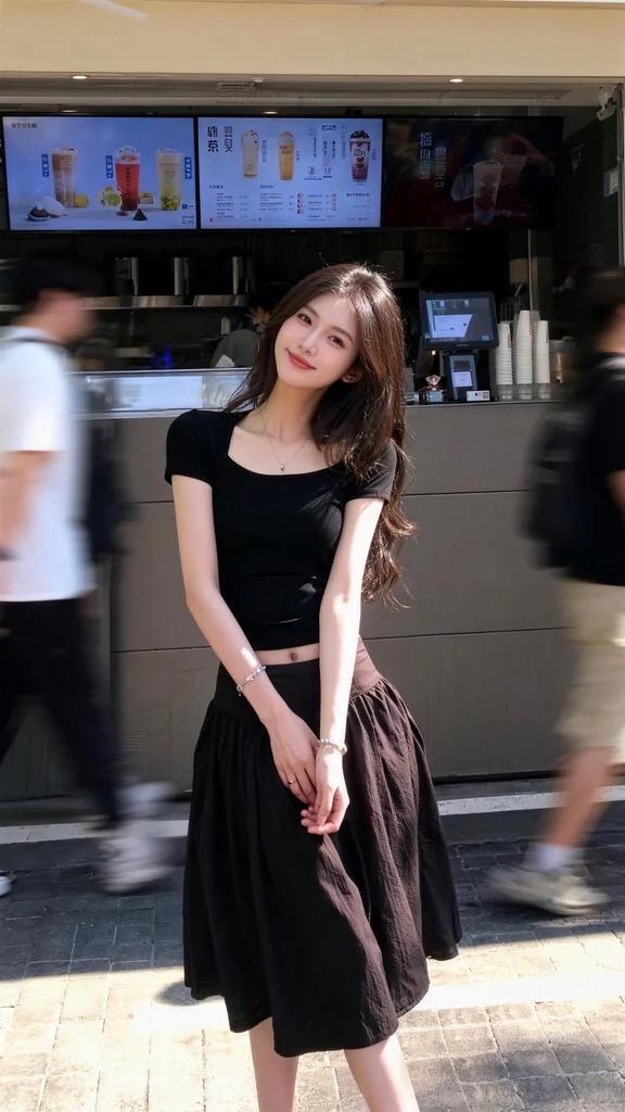 豹纹裙子穿搭 夏季ootd穿搭指南 街头风黑色连衣裙 短袖黑裙 夜市氛围感oot