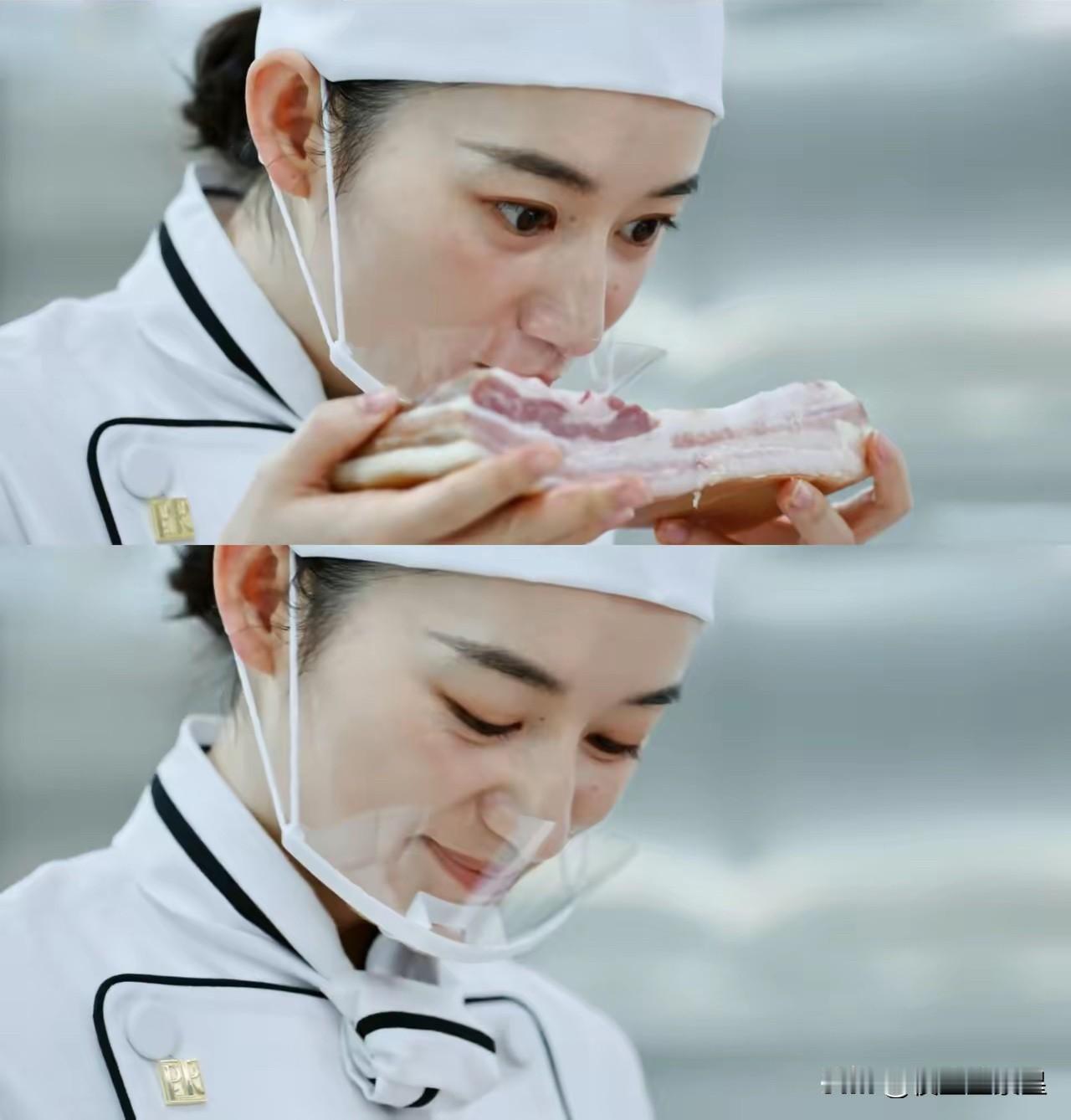 《蜜语纪》最新剧集出现穿帮镜头：女主厨戴着隔离面罩，却拿起五花肉放到鼻尖闻后露出
