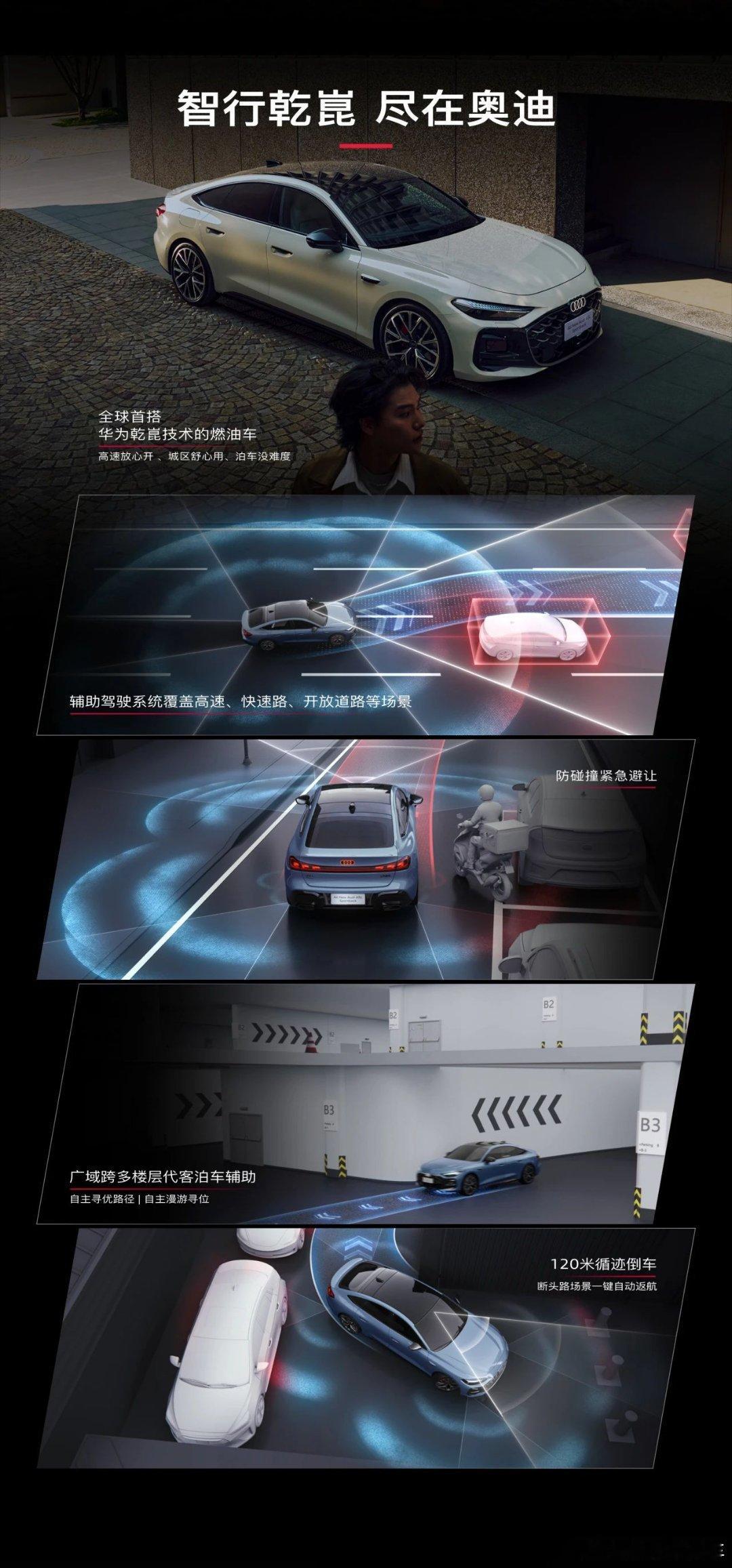 奥迪投华，宝马拥抱魔门塔，现在就差奔驰了上汽奥迪A5L油车首搭华为乾崑 ​​​