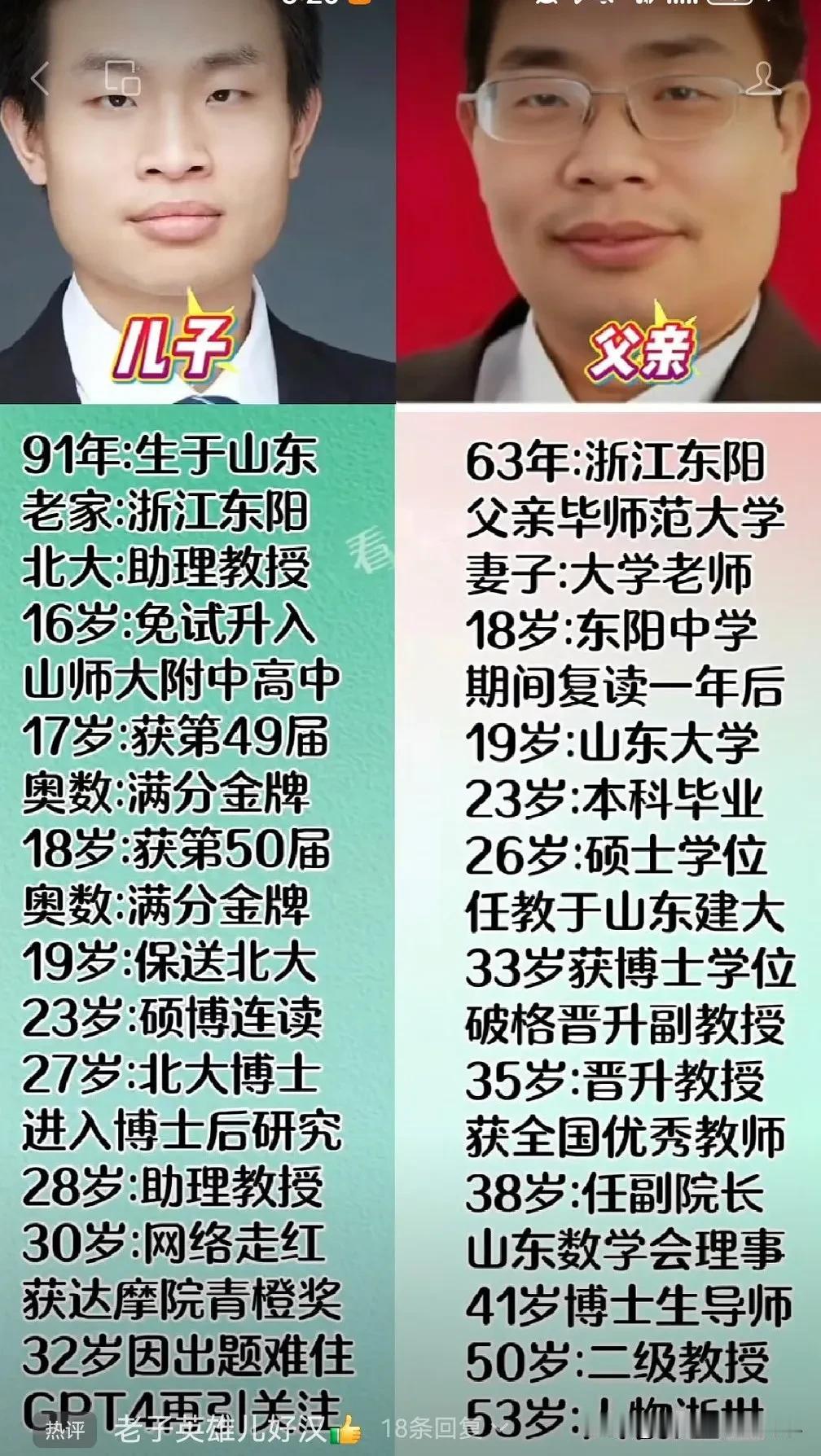 原来韦神的父亲这么牛，真是虎父无犬子

韦神的父亲毕业于山东大学，
23岁本科毕