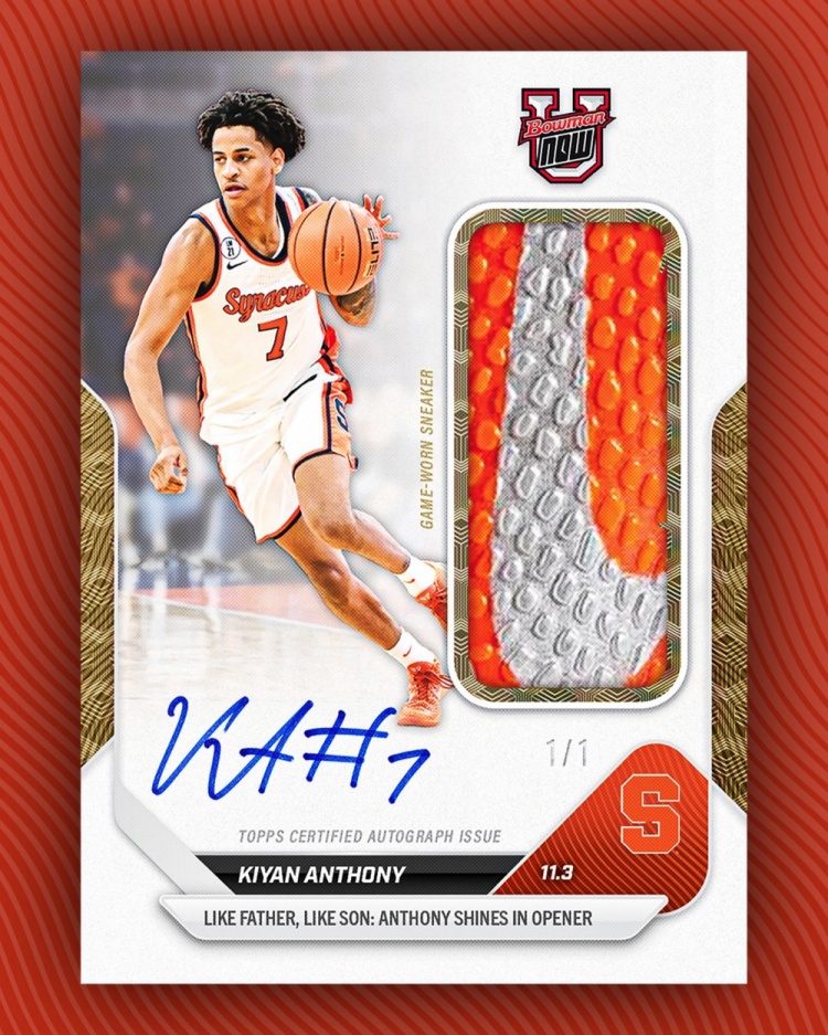 1of1球星卡！安东尼儿子基扬NCAA首秀球鞋已经被制作成球星卡！