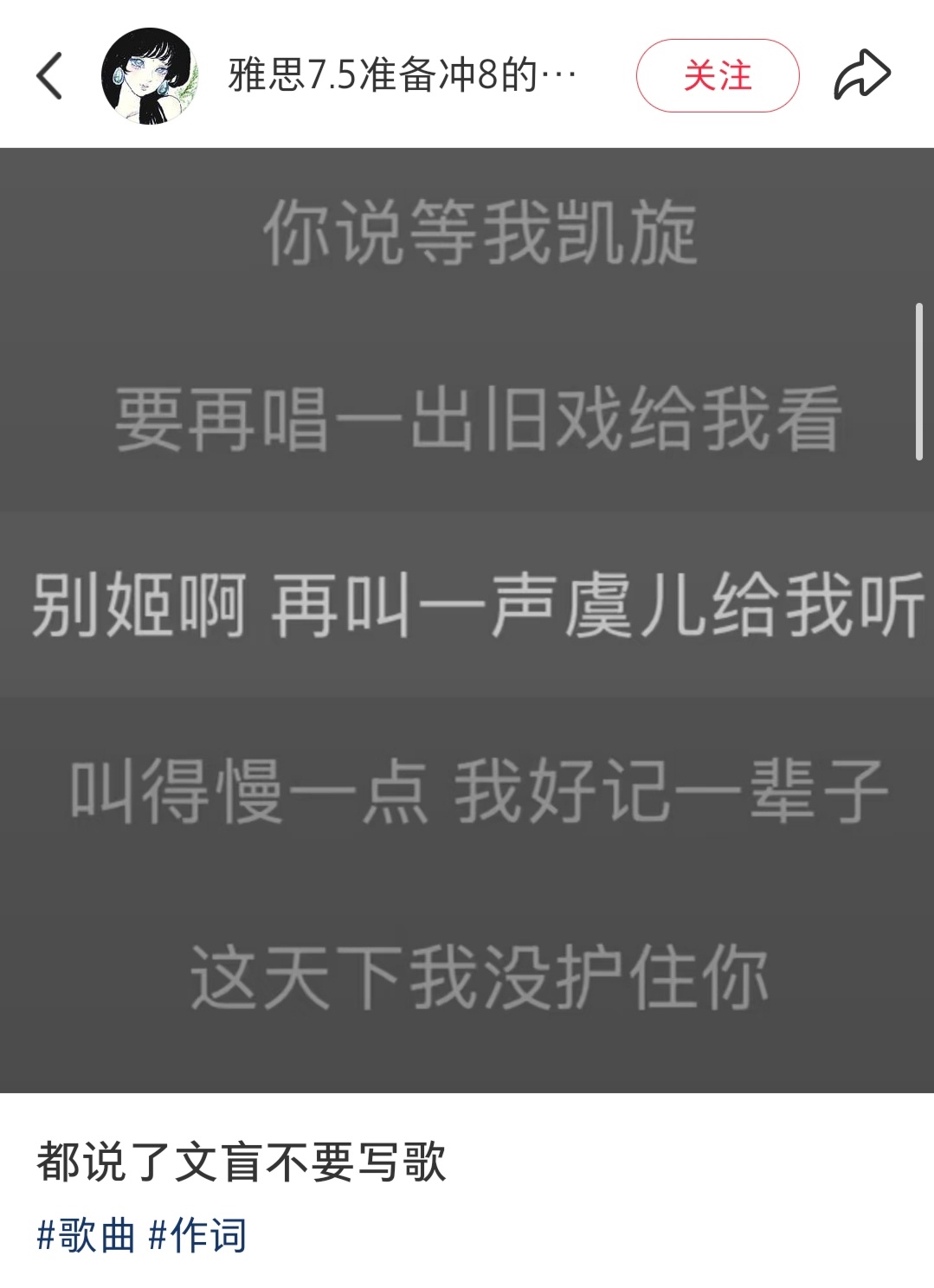 都说了文盲不要写歌 