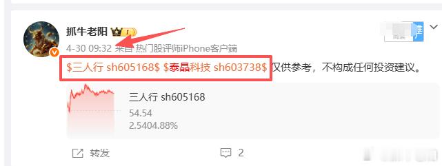 节前给的三人X能拿住也是不错的，沿着5日线走趋势！泰晶科J今日再添一板，截至今日