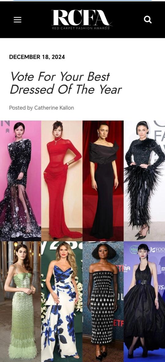 刘诗诗入选了知名时尚红毯RCFA网站2024女星年度最佳造型 一姐的时...