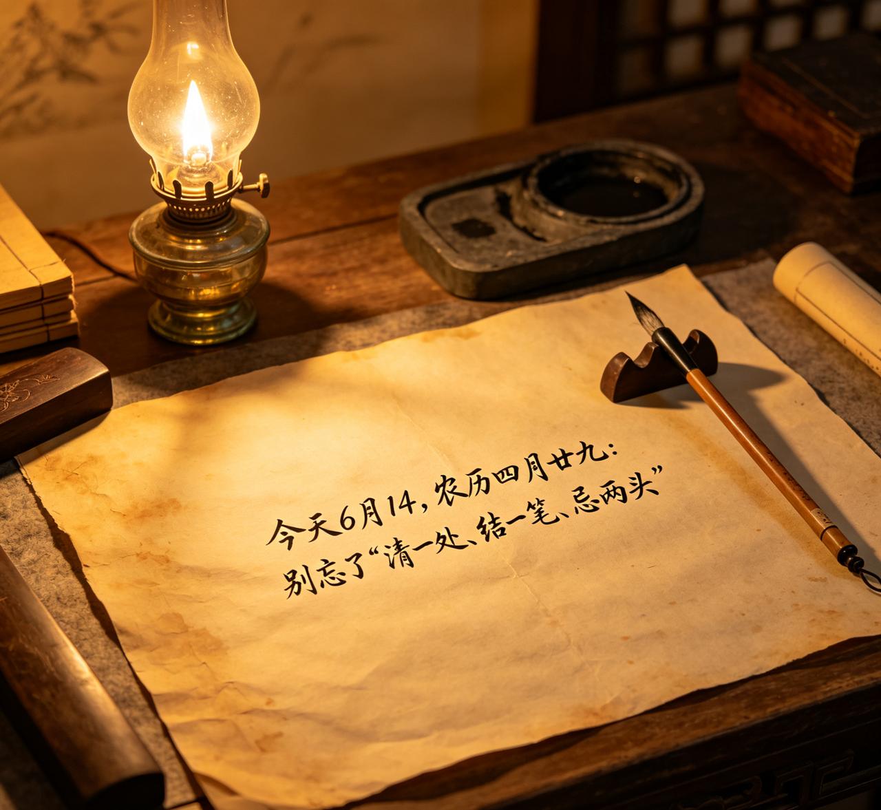 【6月14 日｜农历四月廿九｜月尾这天，老辈只抓三件事：清灶、结账、别犯浑】
