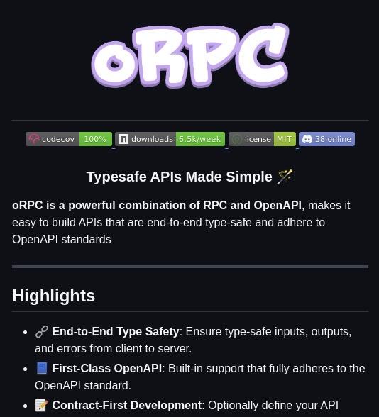 oRPC将RPC与OpenAPI相结合，用于类型安全的API人工智能