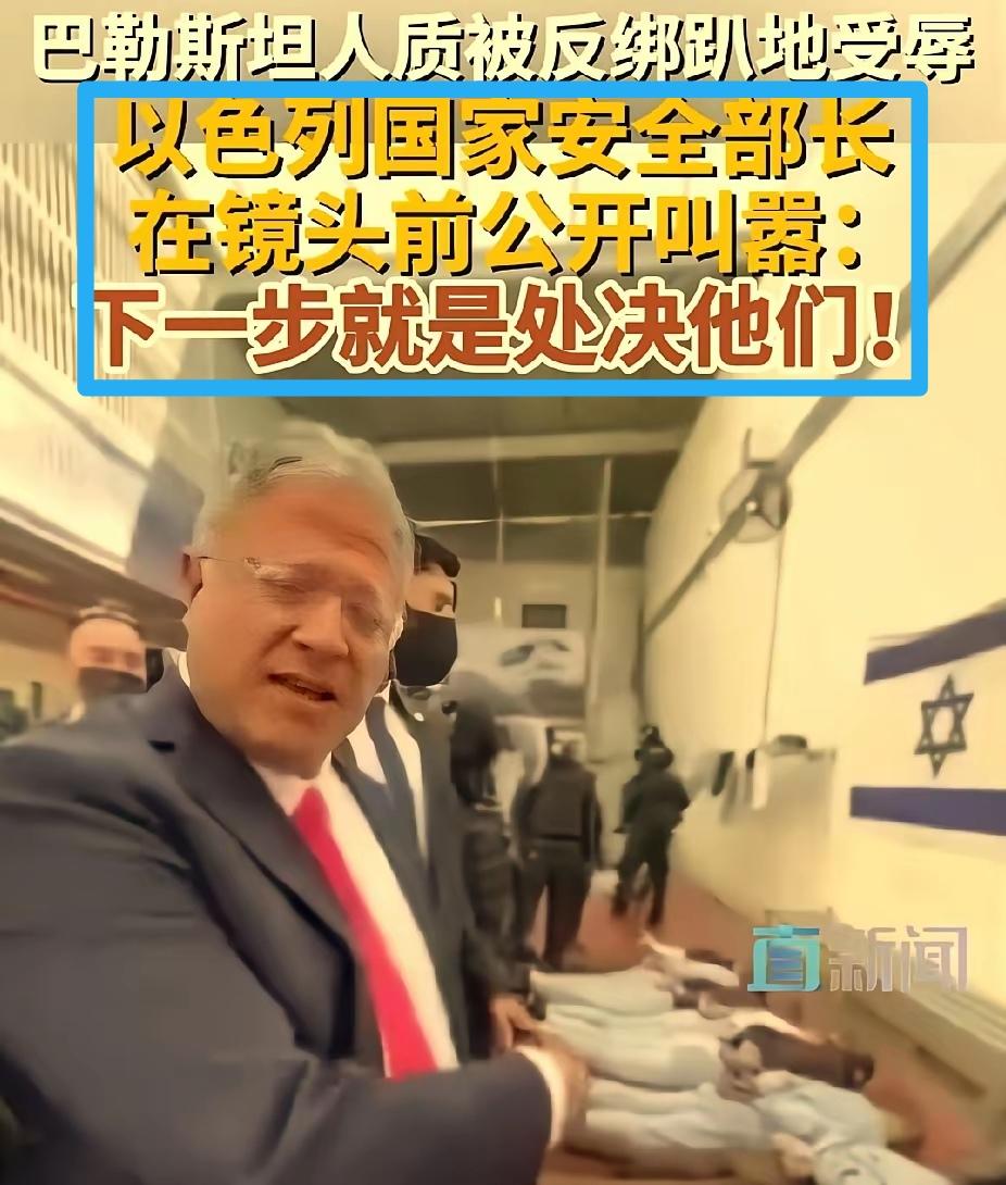 当这个以色列国家安全部长在镜头前，灭绝人性地指着那些趴在地上被它们训练出来的狗性