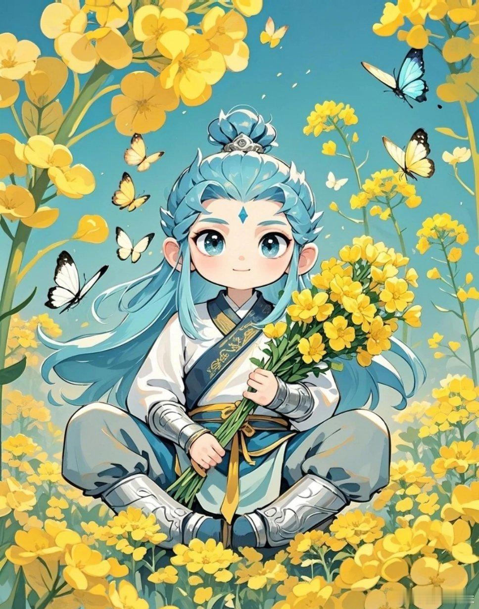 芳香飘逸田园花海哪吒敖丙呆萌壁纸～🌻🦋🌿 ​​​