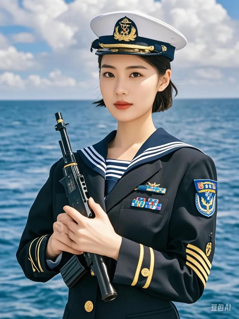 #海军小姐姐# 英姿飒爽，手持武器，守护蓝色海洋！🌊💪#超美女兵# #气质女