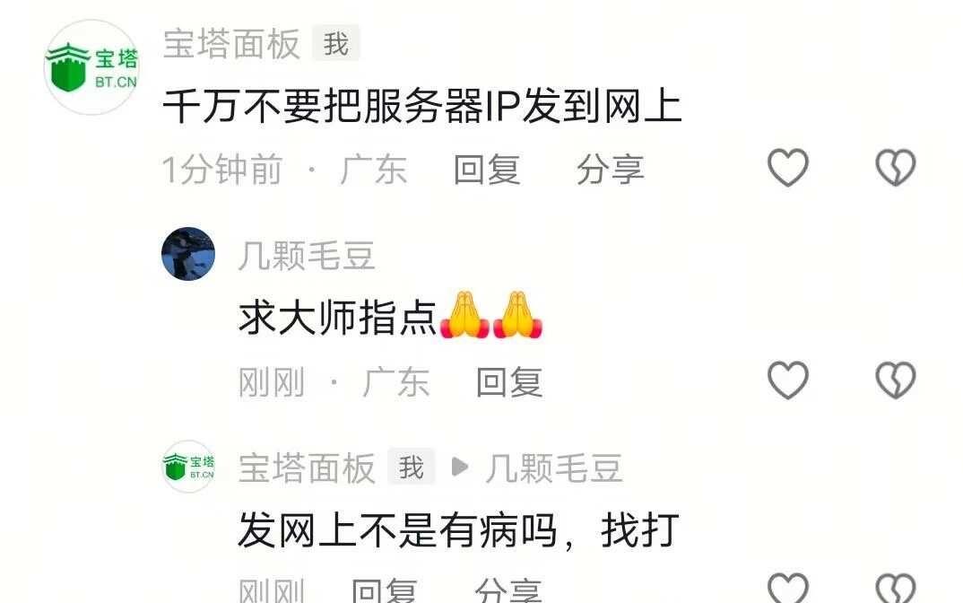 千万不要把服务器IP发到网上😅
程序员 程序员日常 宝塔面板 AI运维 AI 