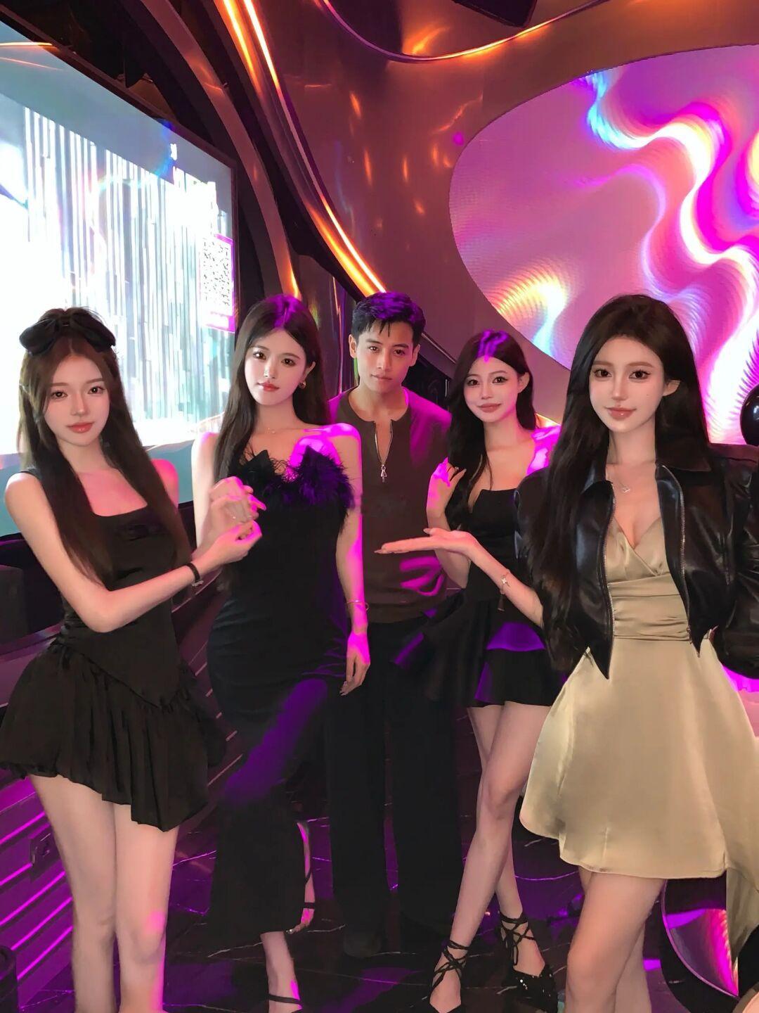 什么福气啊五个大美女陪你喝酒