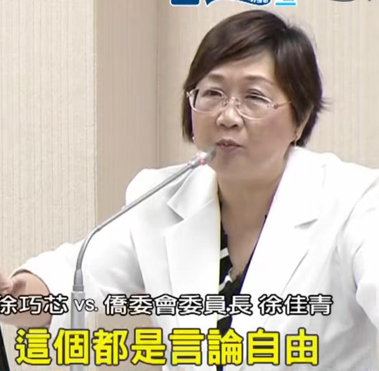 国民党籍“立委”徐巧芯就“近期侨界拿补助搞活动挂‘台独’旗子”质询台湾地区侨务事