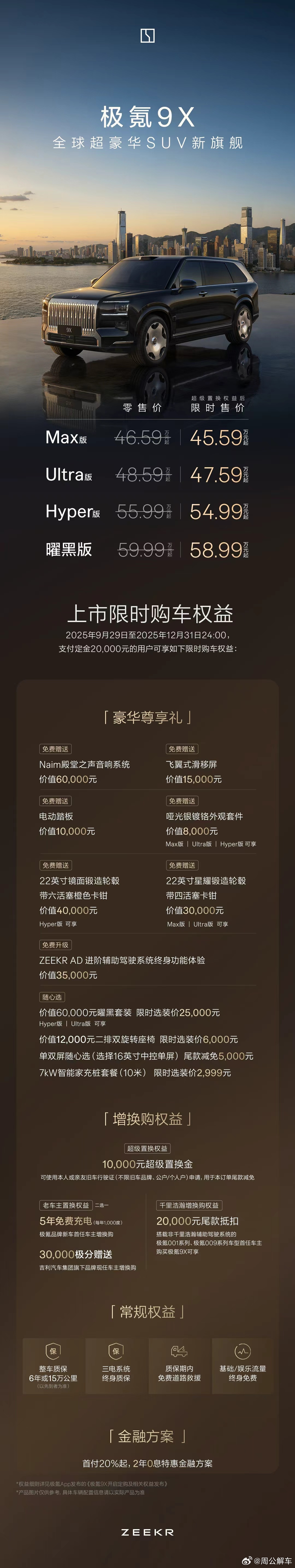 极氪9X 正式上市！上市权益期内下定，即可享受10,000元超级置换金更有安心等