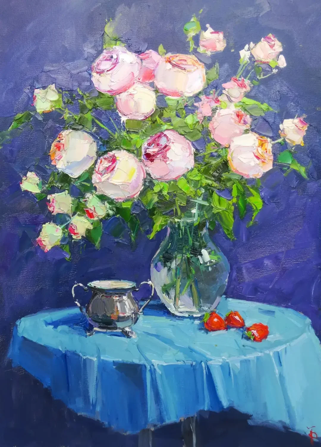 克里米亚功勋艺术家衣歌利的静物玫瑰花儿 画作尺寸50/70