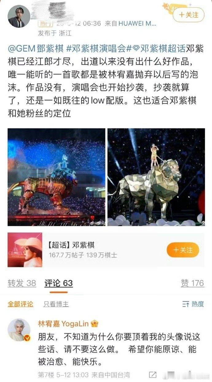 林宥嘉评论邓紫棋黑粉林宥嘉 希望你能原谅 12日，一位头像为的网友发表有关“江郎