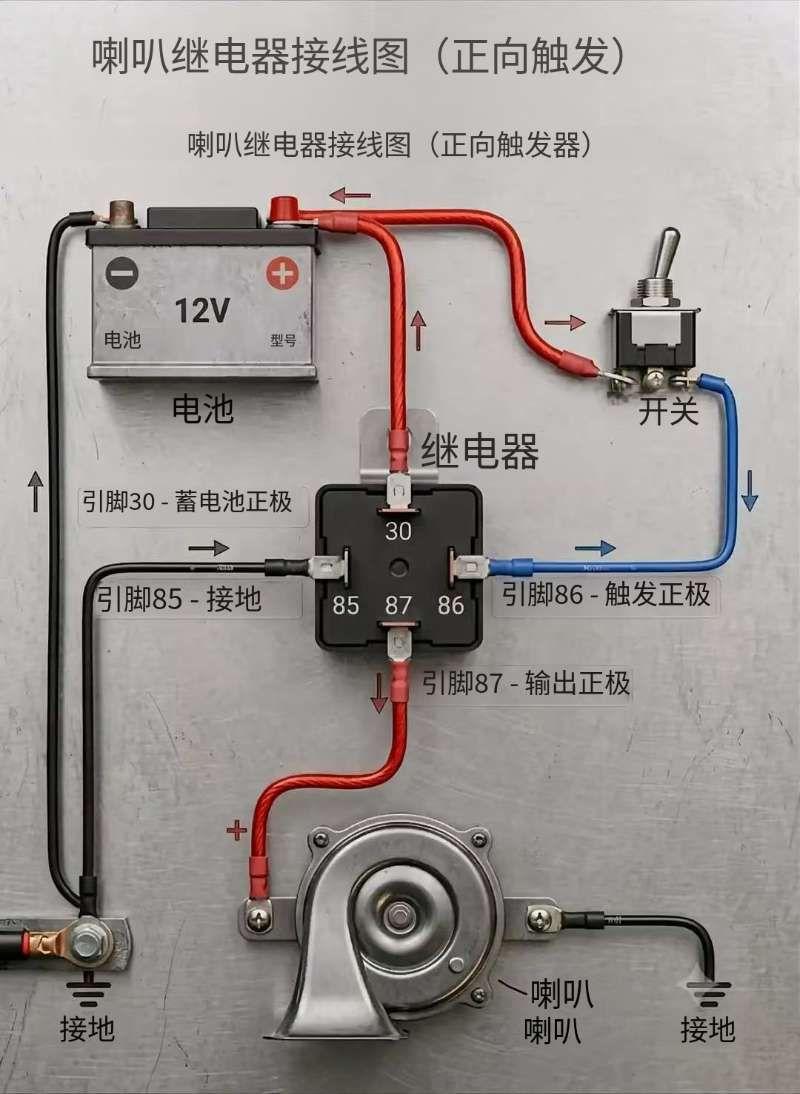 之前试过把汽车喇叭直接接普通按键开关，结果开关触点直接烧熔了…后来才知道用继电器