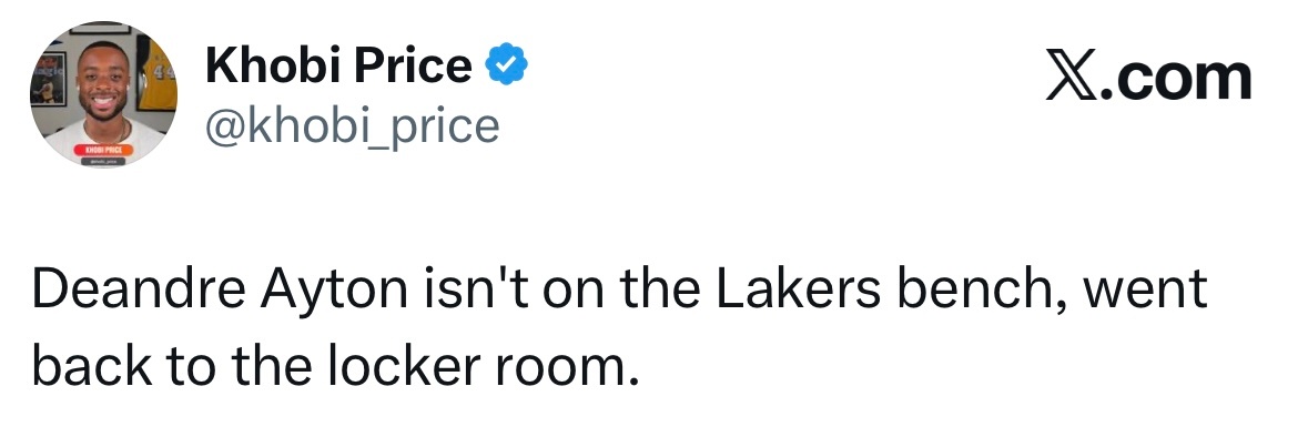 最新消息：艾顿回更衣室了。 